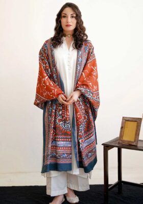 Talaash (The Search Within) Odhni - Blue & Rust