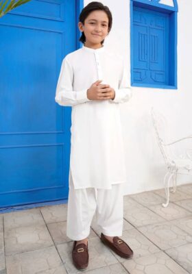 White Blended Kameez Shalwar