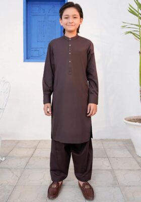 Brown Blended Kameez Shalwar