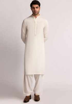 Off White Blended Kameez Shalwar