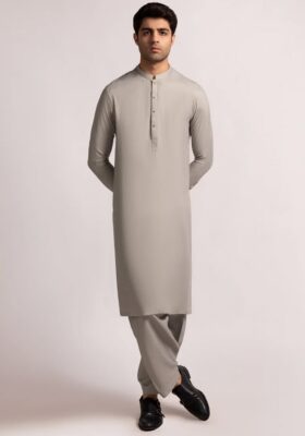 Light Grey Blended Kameez Shalwar