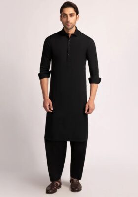 Black Cotton Kameez Shalwar