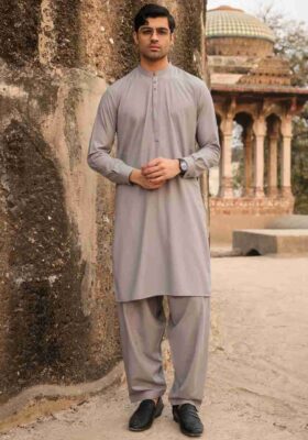 Light Grey Blended Kameez Shalwar