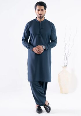 Dark Blue Blended Kameez Shalwar