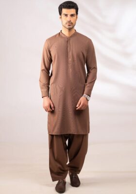 Light Brown Blended Kameez Shalwar