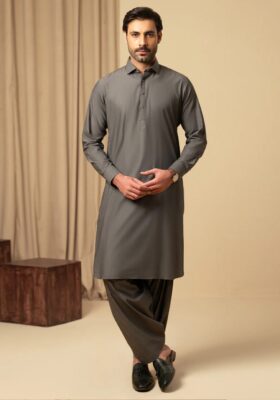 Grey Cotton Kameez Shalwar