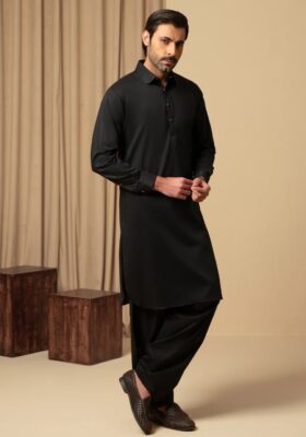 Black Cotton Kameez Shalwar
