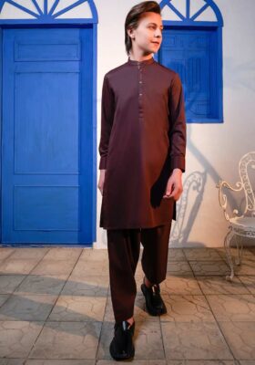 Maroon Blended Kameez Shalwar