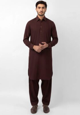 Maroon Blended Kameez Shalwar