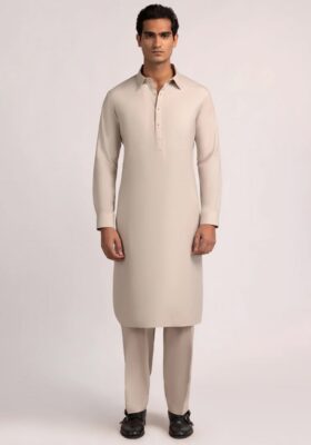 Fawn Blended Kameez Shalwar