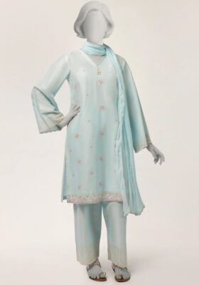 Blue Lawn 3Pc Stitched