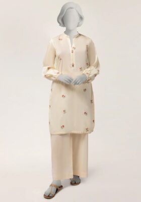 Off White Lawn 2Pc Stitched