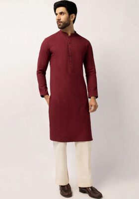 Maroon Cotton Kurta