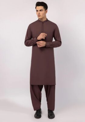 Liver Brown Blended Kameez Shalwar