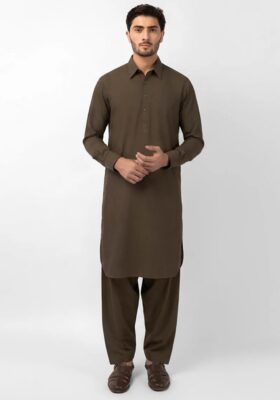 Mehndi Green Blended Kameez Shalwar