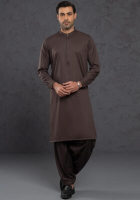 Brown Blended Kameez Shalwar