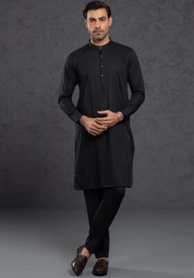 Black Blended Kurta Trousers