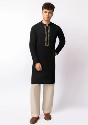 Black Cotton Kurta