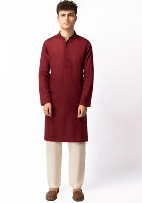 Maroon Cotton Kurta