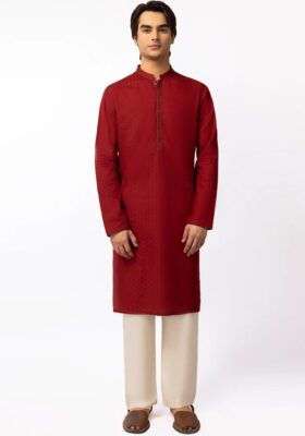 Red Cotton Kurta