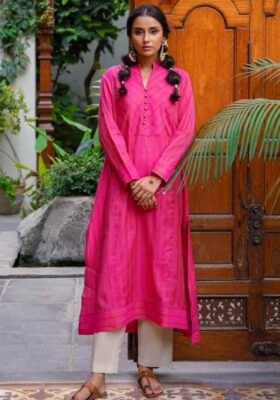 Sunehri (Golden) Kurta - Fuchsia