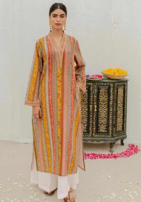 Gulistan (Flowerland) Stripes Kurta - Mustard