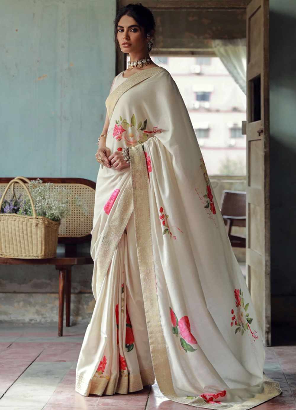 Roop (Luminous Grace) Saree - Beige & Pink