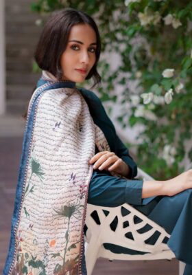 Khwahish (Silent Yearnings) Stole - Blue & Beige