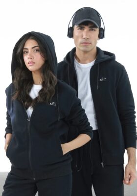 Zipper Hoodie - Raven Black