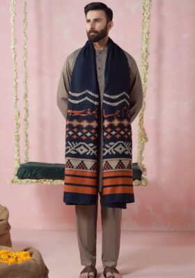 Aghaaz (Genesis) Weaved Shawl - Blue