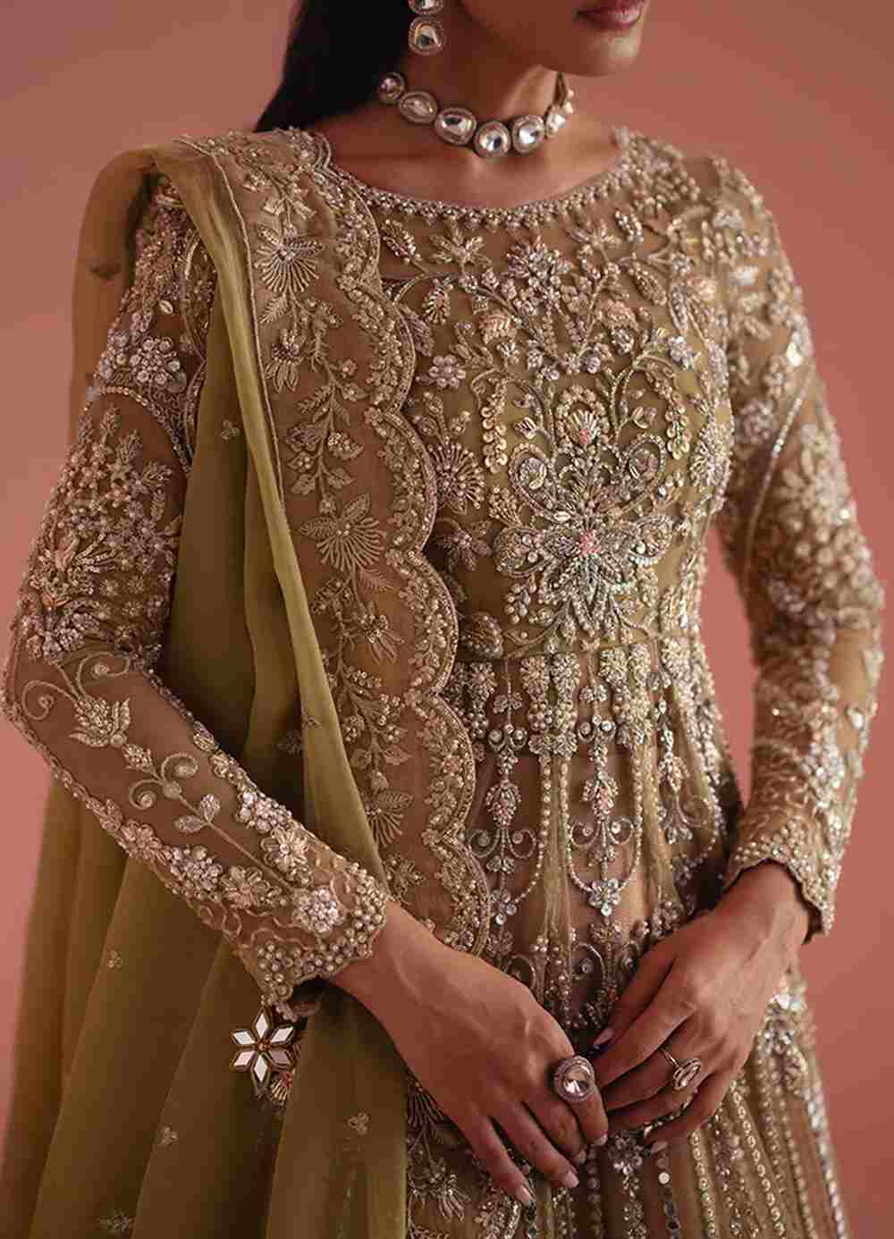 Olive Green Kalidaar, Lehnga & Dupatta - Image 2