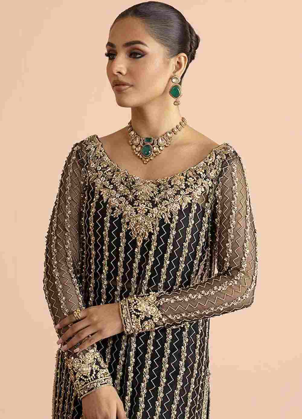 Black and Gold Shirt with Izaar - Image 2