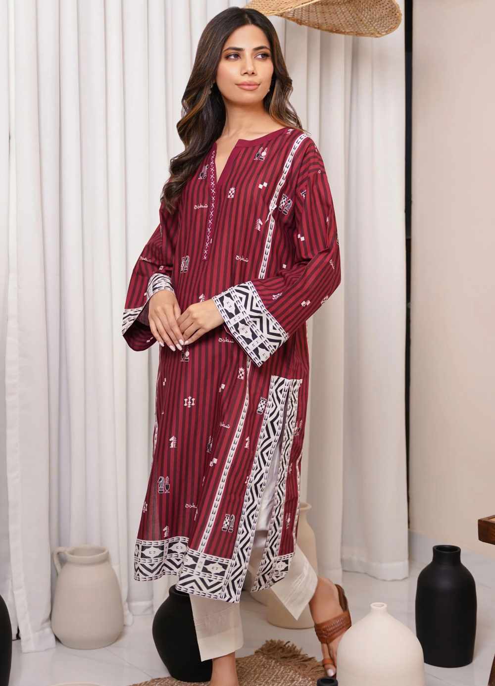 Shatranj (Life's Chess Game) - Maroon Kurta
