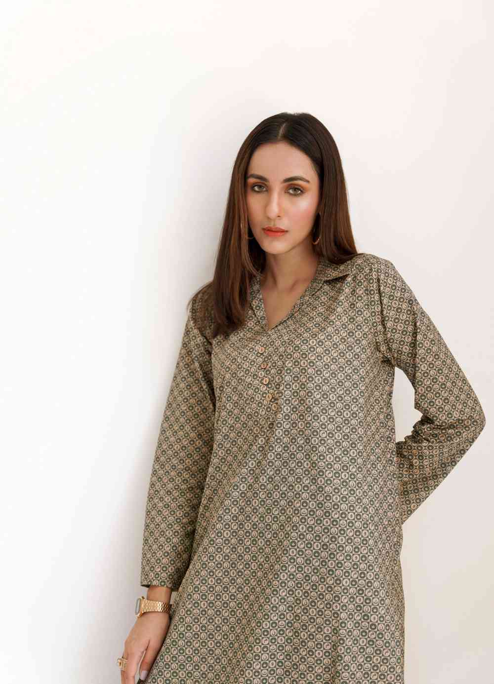 Manto Blocks Co-Ord Set - Teal & Beige - Image 2