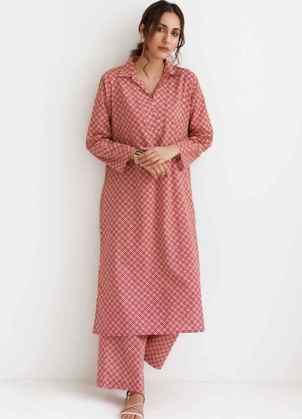 Manto Blocks Co-Ord Set - Red & White - Image 3