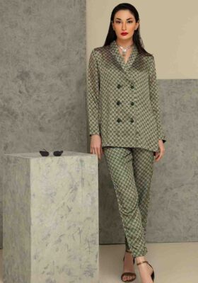 Blocks Silk Co-ord Set - Emerald Green & Gold