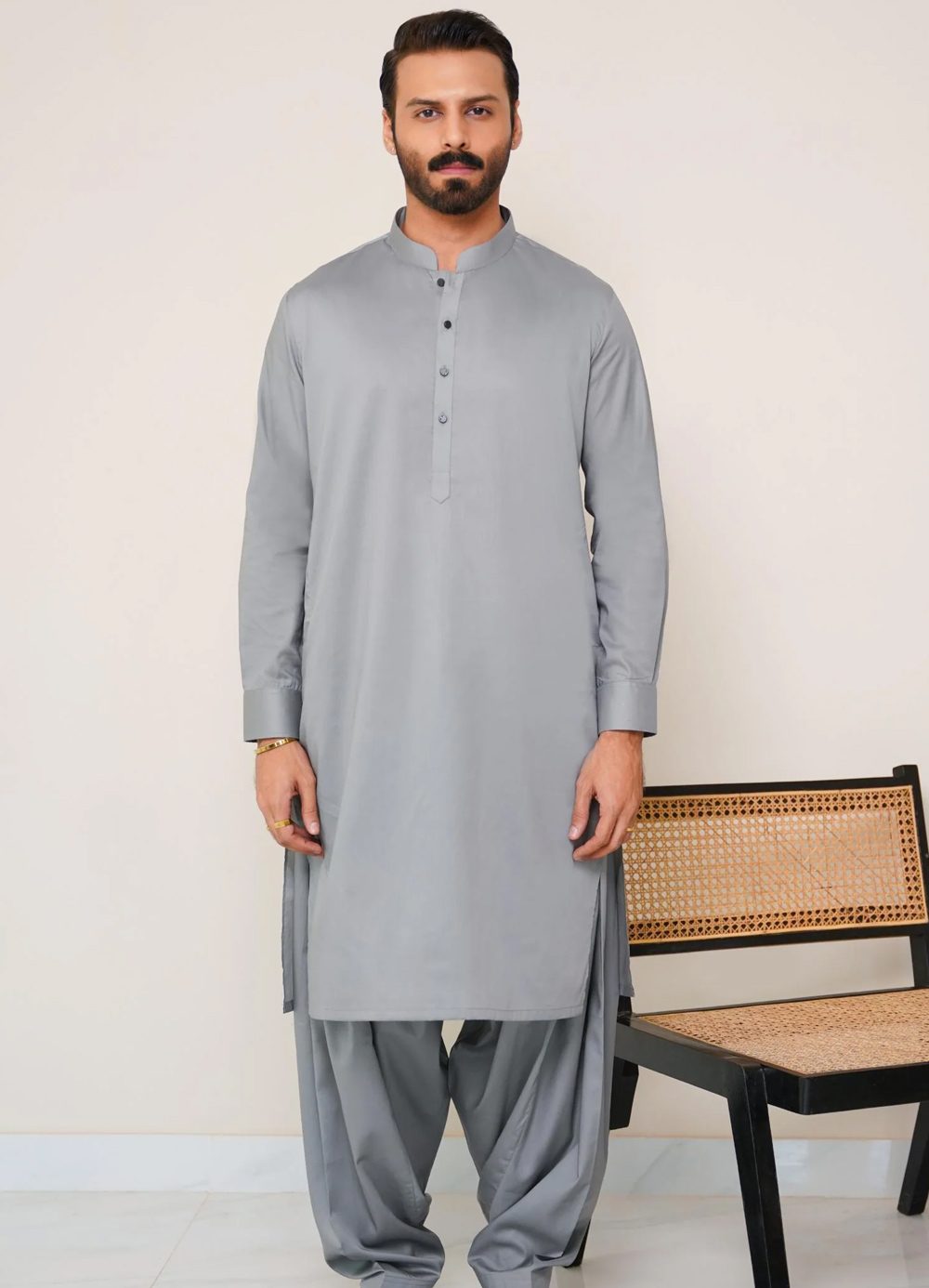 Cotton Kameez Shalwar - Grey (Men)