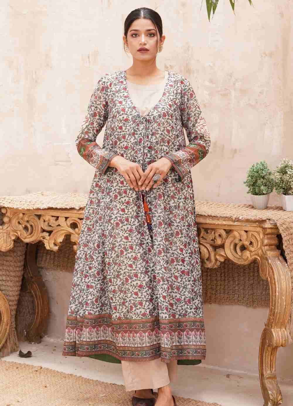 Fitrat (Spirit Of Nature) Flared Anarkali - Green