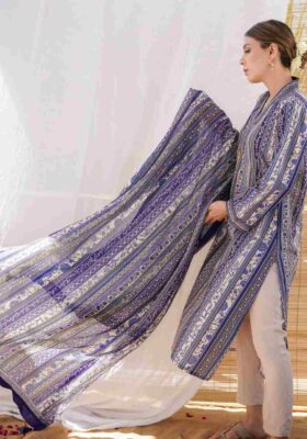 Gulistan (Flowerland) Stripes Dupatta - Blue
