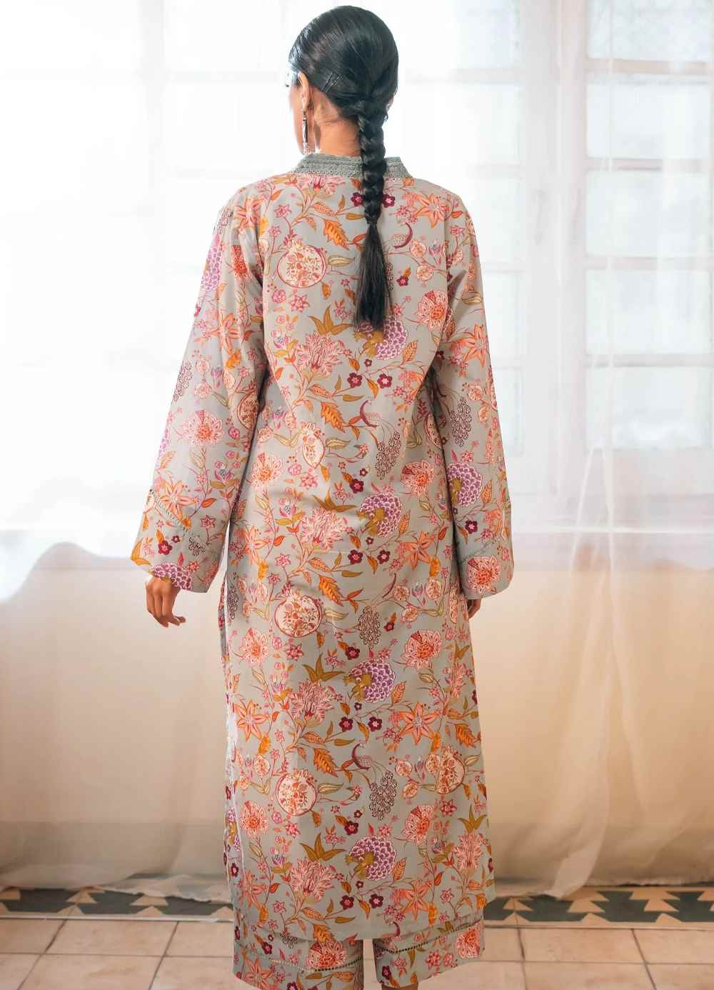 Gulnaar (Fruit Flora) Co-Ord Set - Sage & Fuchsia - Image 2