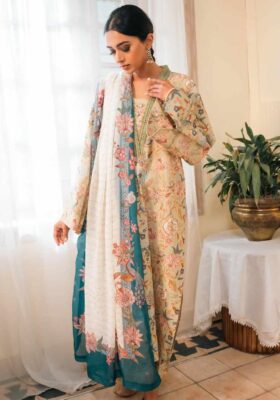 Gulnaar (Fruit Flora) - Mint & Teal Dupatta