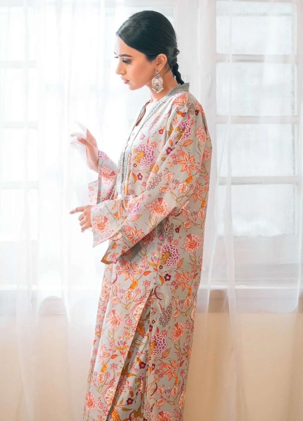 Gulnaar (Fruit Flora) Kurta - Sage & Fuchsia - Image 2