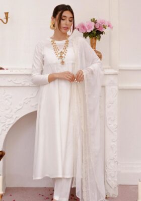 Jahaan (Universe) Embroidered Dupatta - Cloud White