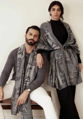 Jazba (Passion) Weaved Stole - Grey