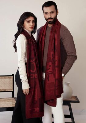 Jazba (Passion) Weaved Stole - Maroon