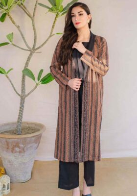 Kaavish (Efforts) Stripes Coat - Rustic Orange