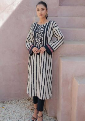 Paheli (Riddle Of Life) Lawn Kurta - Cream & Black