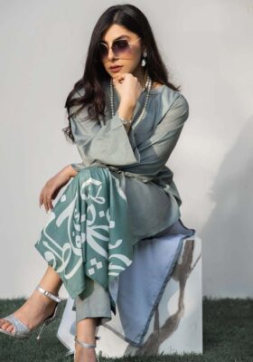 Qalb (Heart) Co-ord Set - Grey Teal