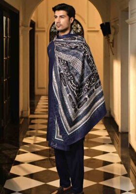 Rashk (Envious Moon) Shawl - Blue & White