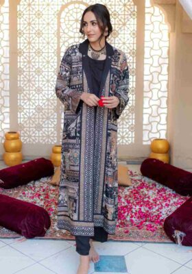 Shah Jahan Coat - Black & Beige